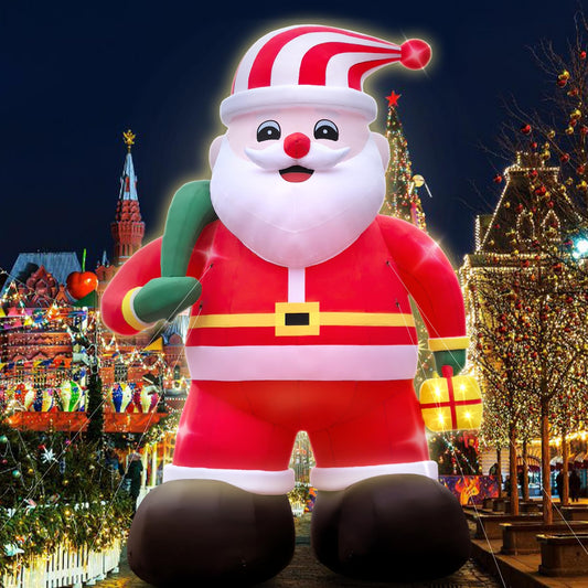 20ft Giant Santa Inflatables Outdoor Santa Inflatable Christmas Decorations for Blow up Decorations Outdoor Holiday Lawn Party Shopping Mall (with LED Lights)