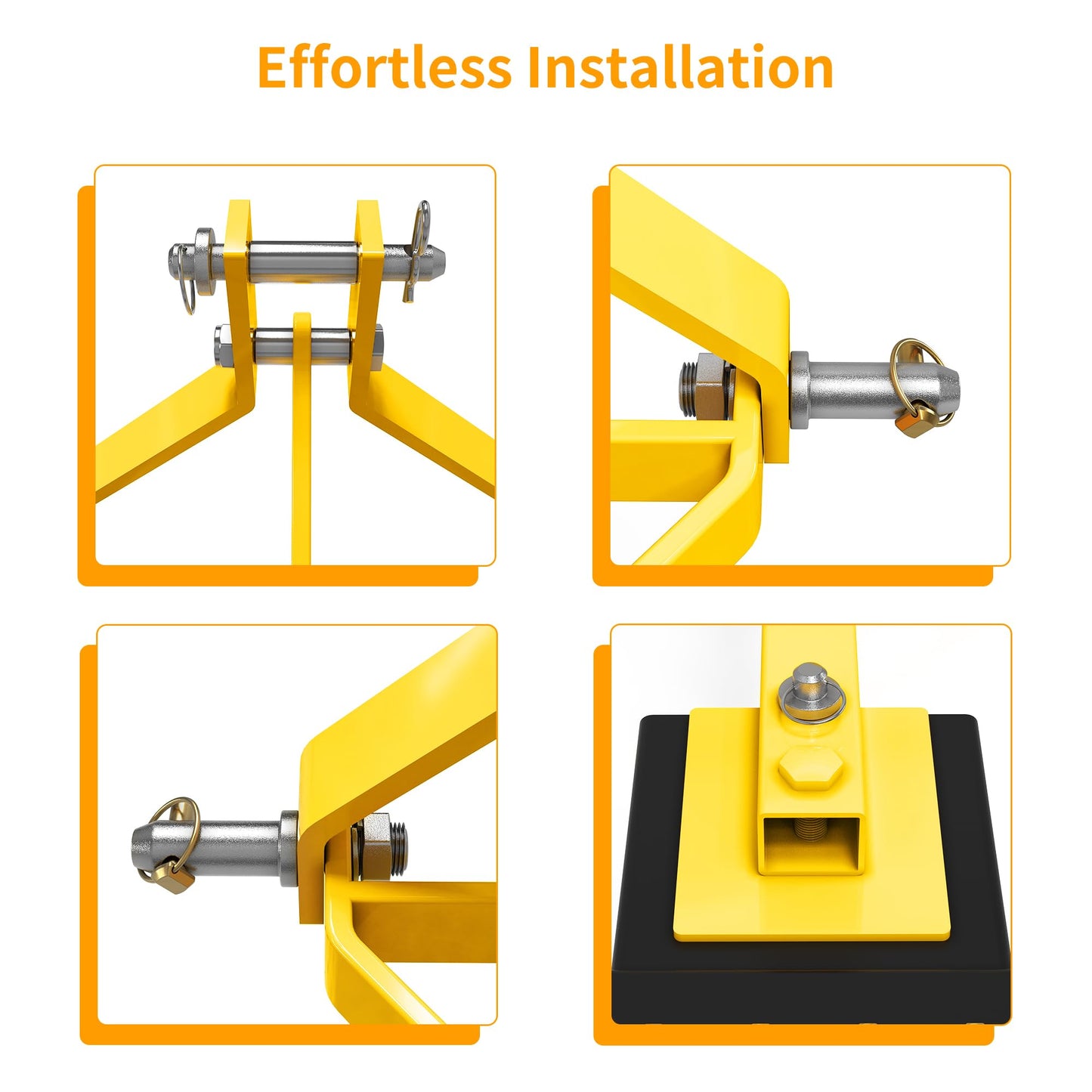 3 Point Rock Rake, Landscape 3 Point Rake for Tractor, 60", Black & Yellow