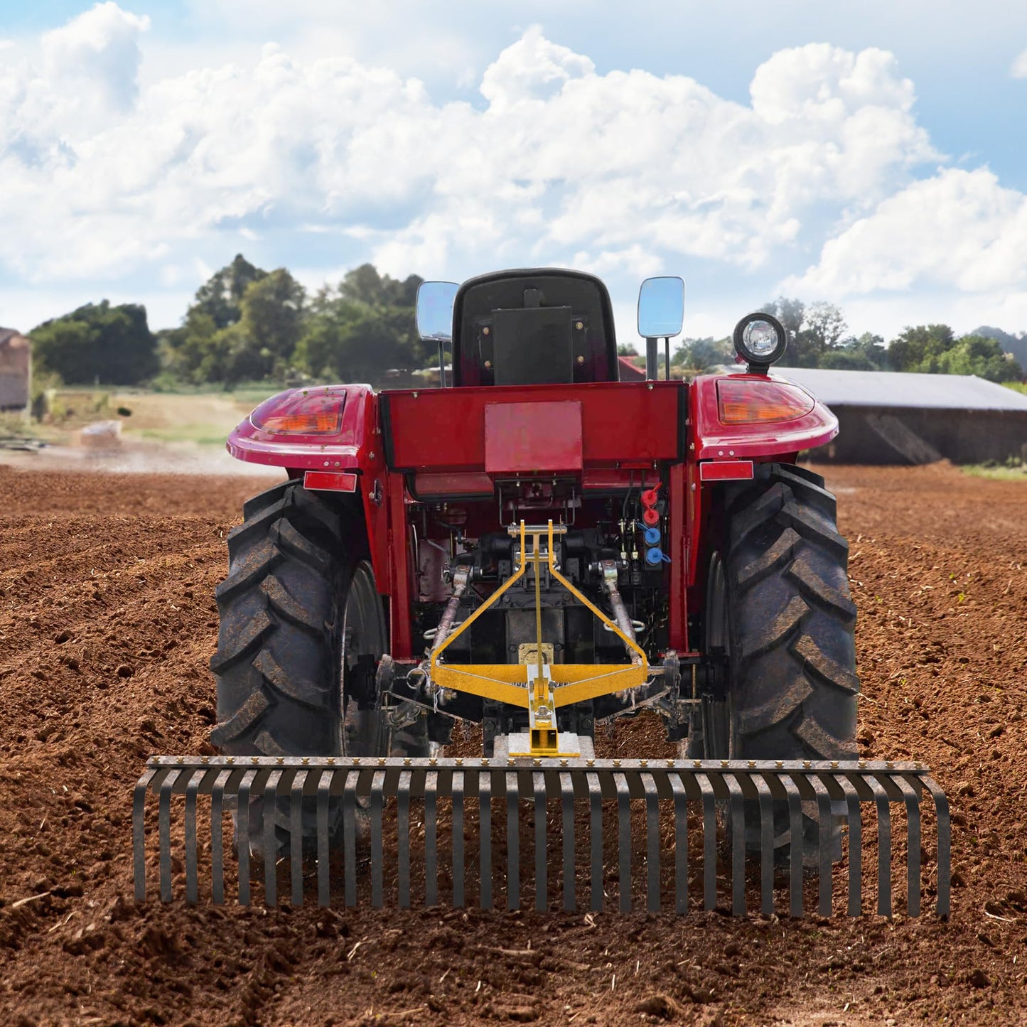 3 Point Rock Rake, Landscape 3 Point Rake for Tractor, 60", Black & Yellow